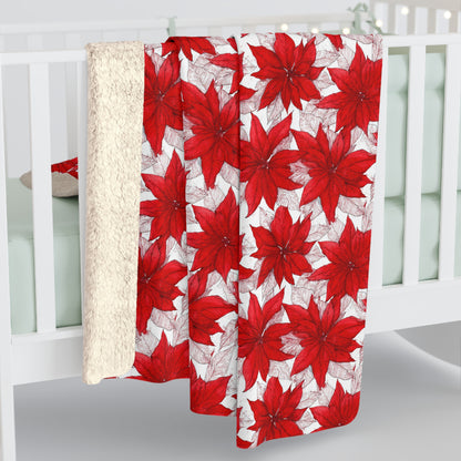 Christmas Blossom Sketch Fleece Blanket