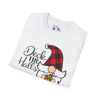 Deck the Halls Plaid Gnome Adult T-shirt
