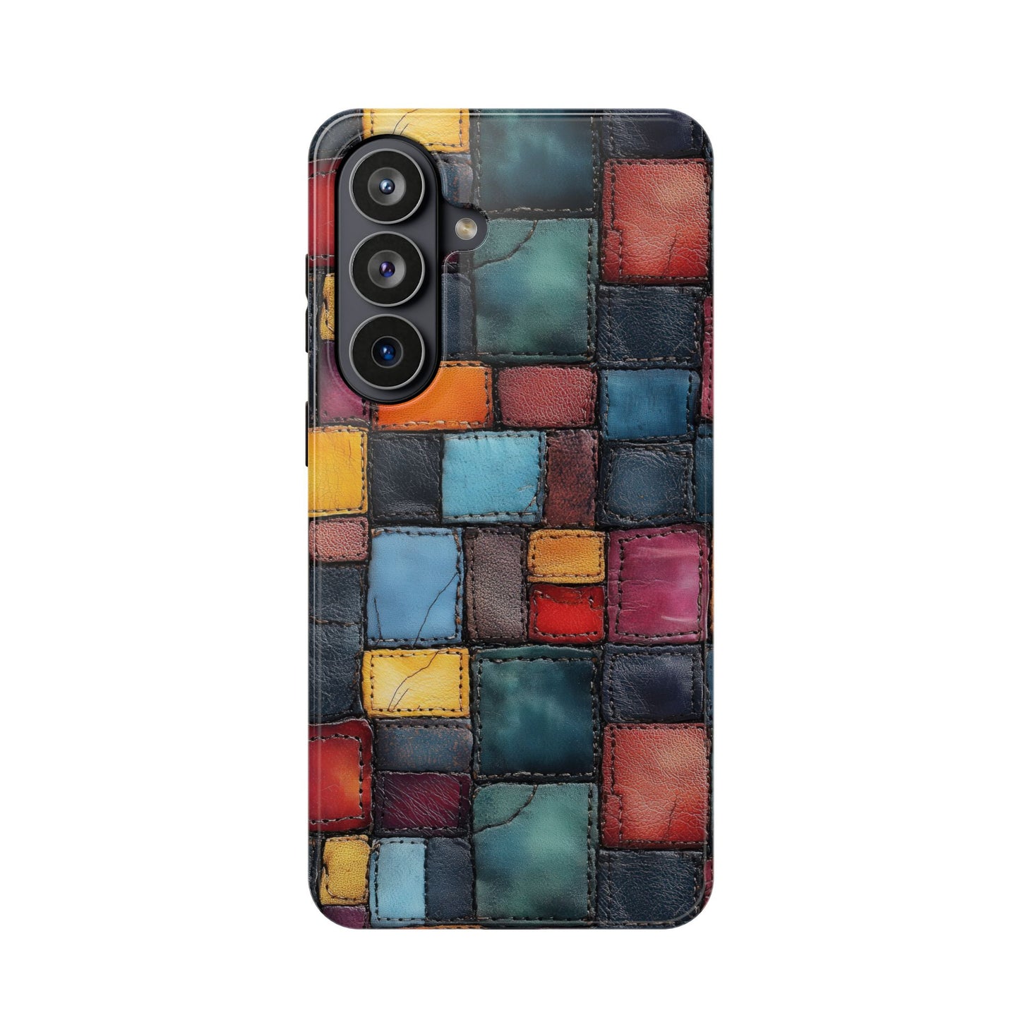 Coloerful Leather Patchwork MagSafe® Compatible Tough Case for iPhone
