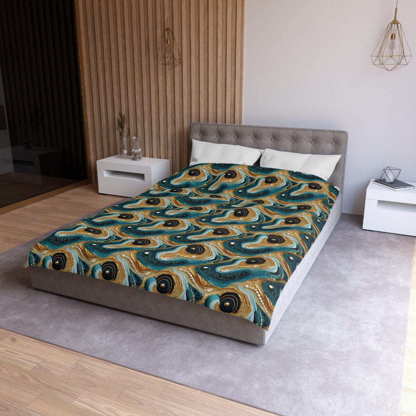 Gilded Ocean Veins Microfiber Duvet Cover