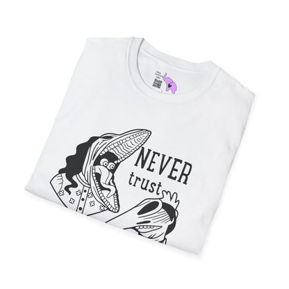 Beetlejuice Never Trust The Living Barbara & Adam Adult T-shirt