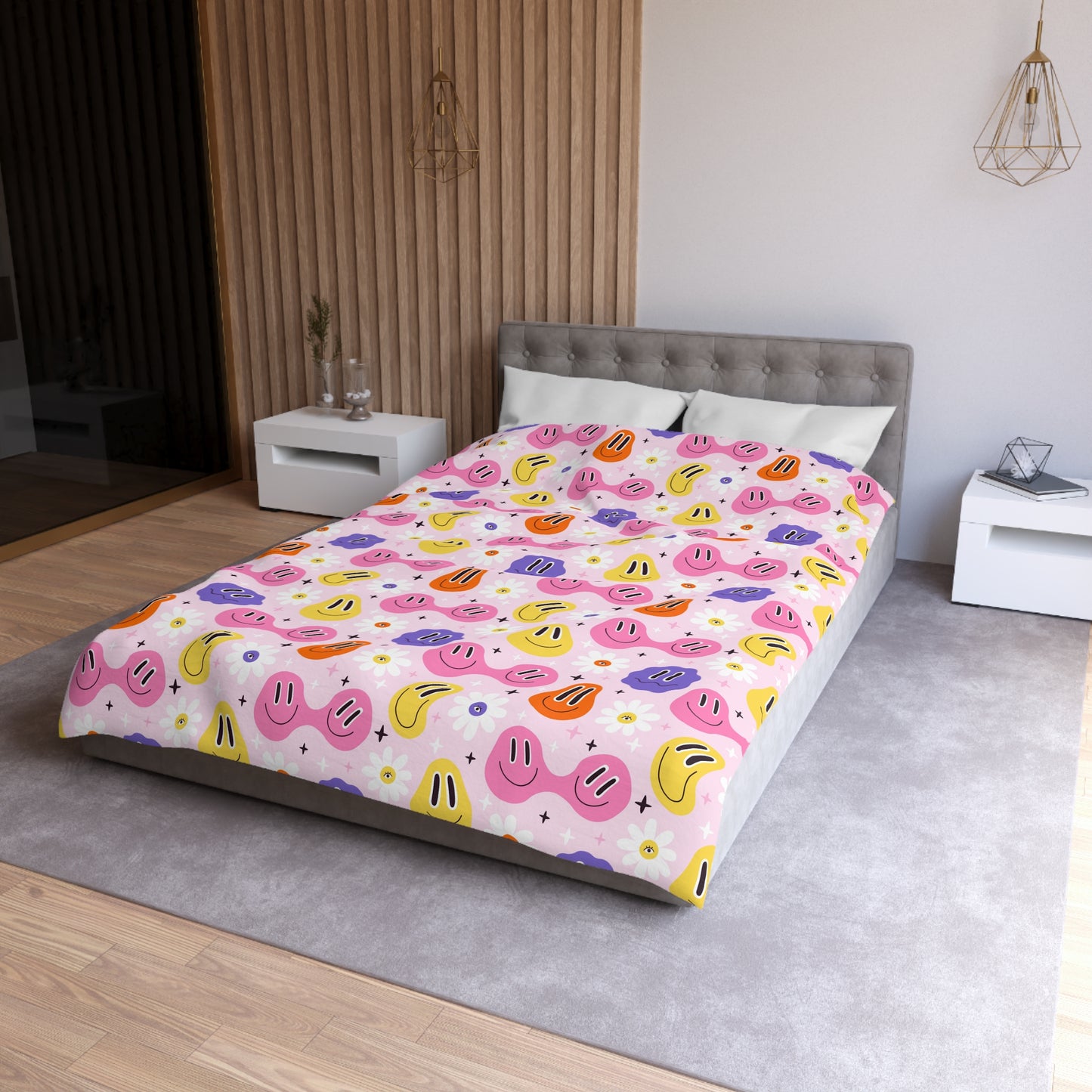 Whimsical Smiley Faces Microfiber Duvet Cover