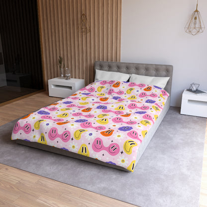 Whimsical Smiley Faces Microfiber Duvet Cover