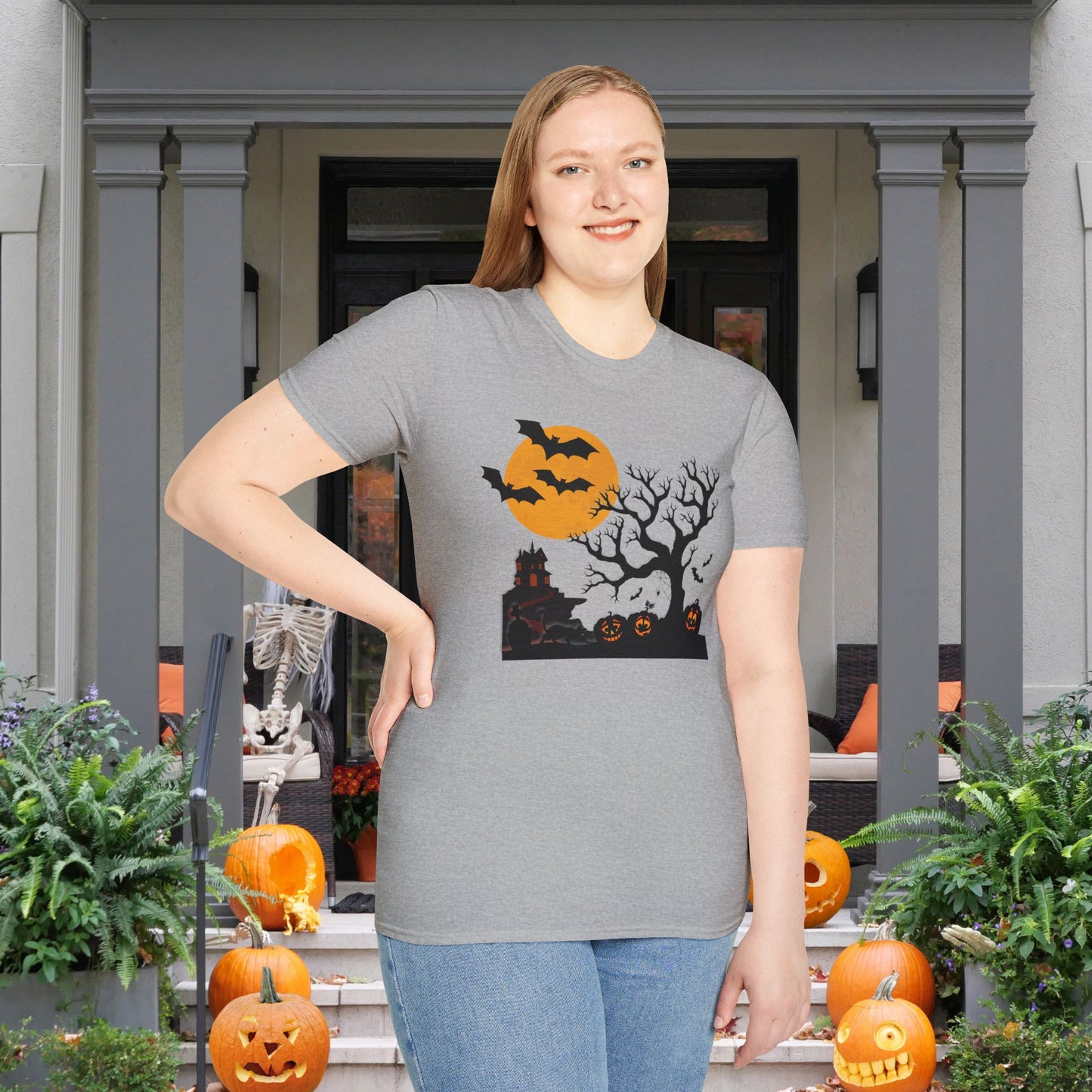Spooky House & Graveyard Adult T-shirt