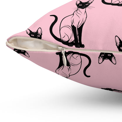 Siamese Charm – Pink Whisper Throw Pillow