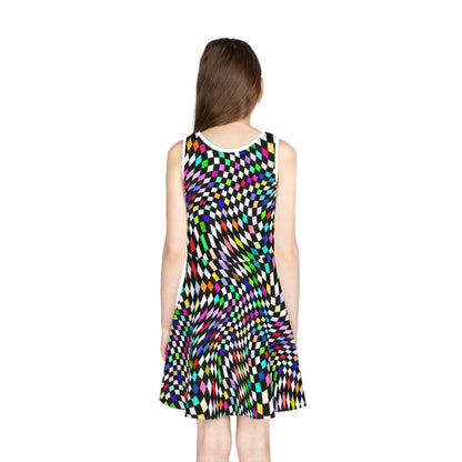Warped Colorful Checkered Girls Sundress