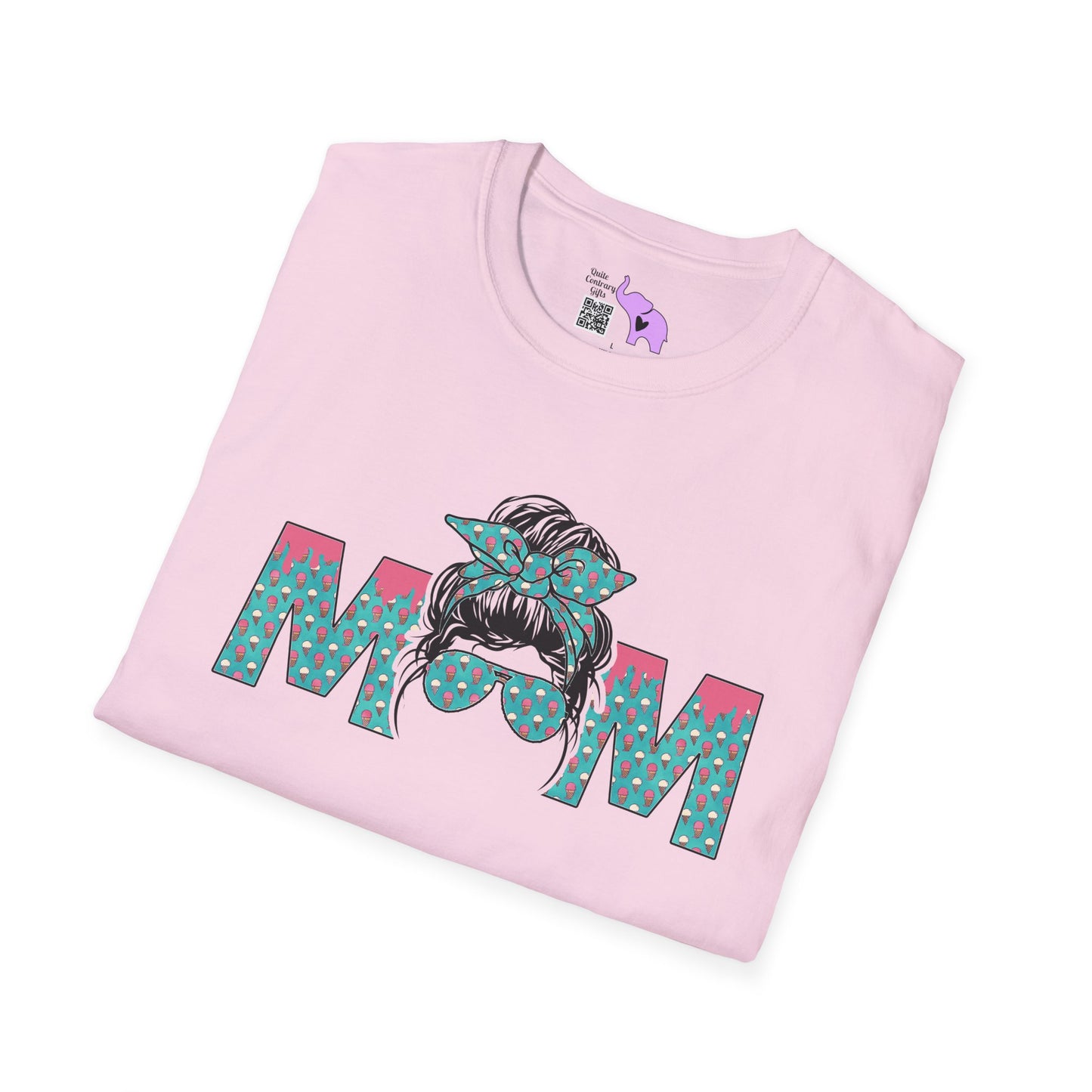 Mom (Teal/Pink Cheetah Print) Adult T-shirt