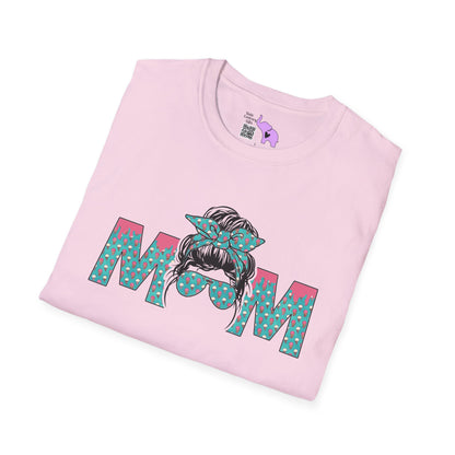 Mom (Teal/Pink Cheetah Print) Adult T-shirt