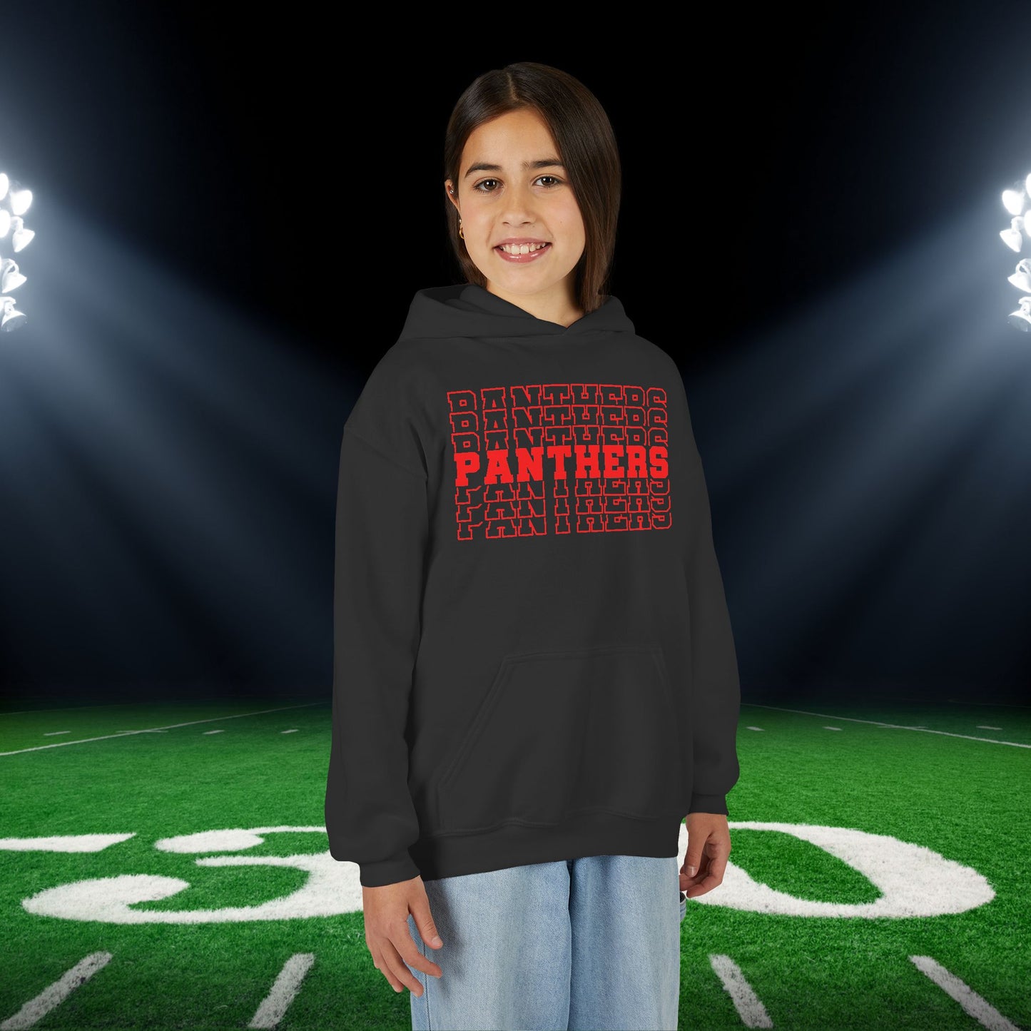 Panthers (Stacked) Youth Heavy Blend Hoodie