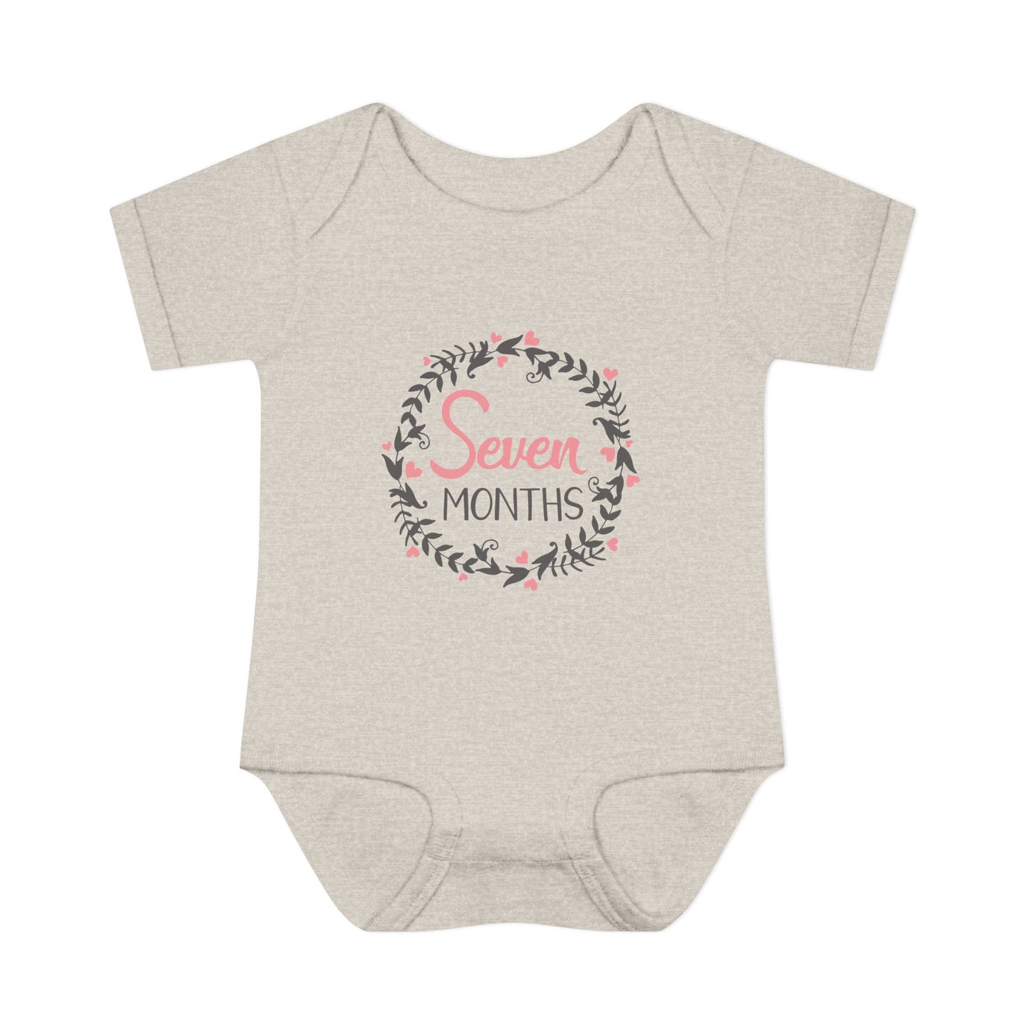 Pink Milestone Wreath Onesie-Seven Months