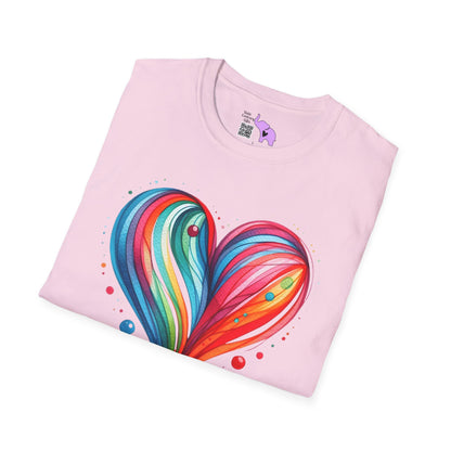 Blushing Rainbow Heart Adult T-shirt