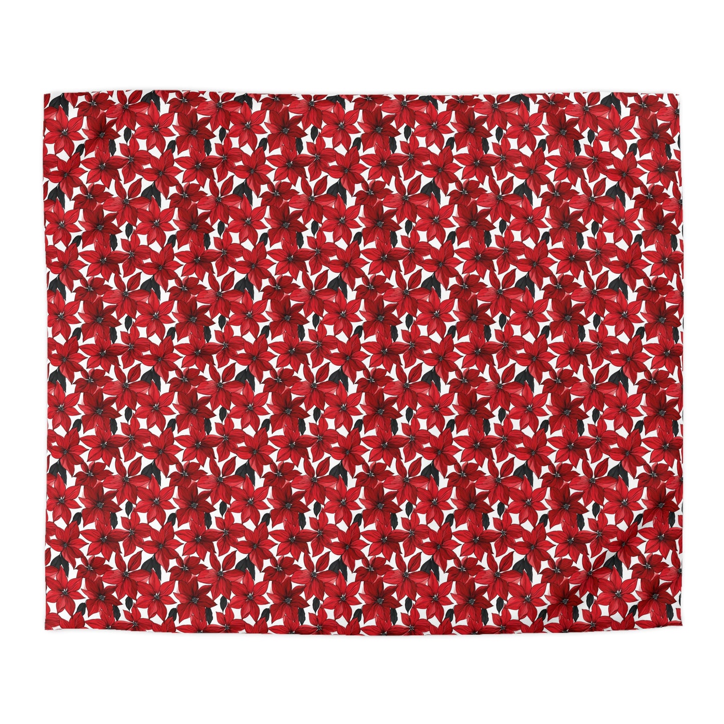 Inked Poinsettias Microfiber Duvet Cover