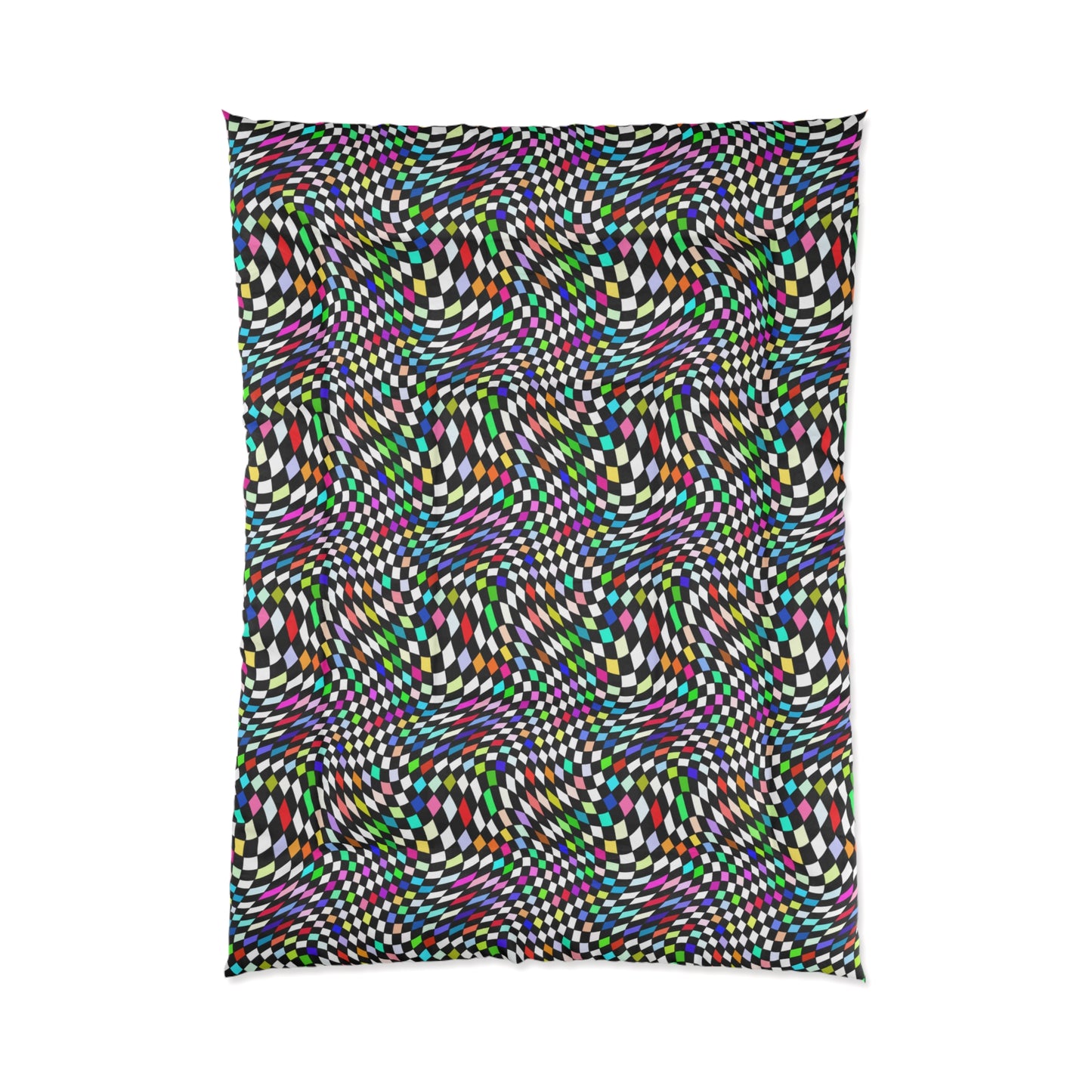 Warped Colorful Checkered Comforter