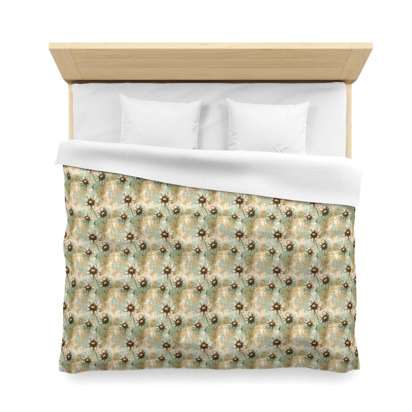 Worn Meadow Daisies Microfiber Duvet Cover