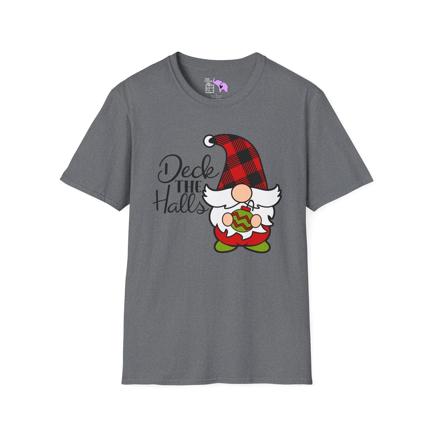 Deck the Halls Plaid Gnome Adult T-shirt