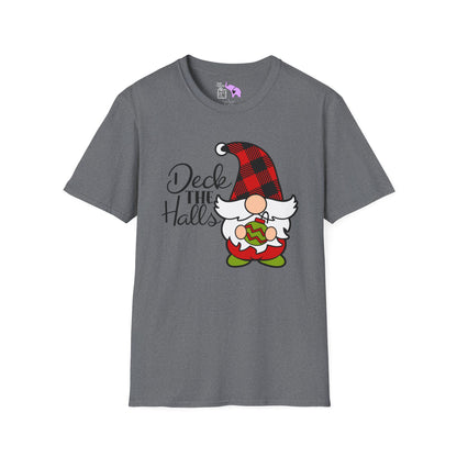 Deck the Halls Plaid Gnome Adult T-shirt