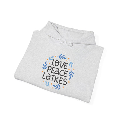 Hanukkah Love Peace Latkes Adult Heavy Blend™ Hooded Sweatshirt