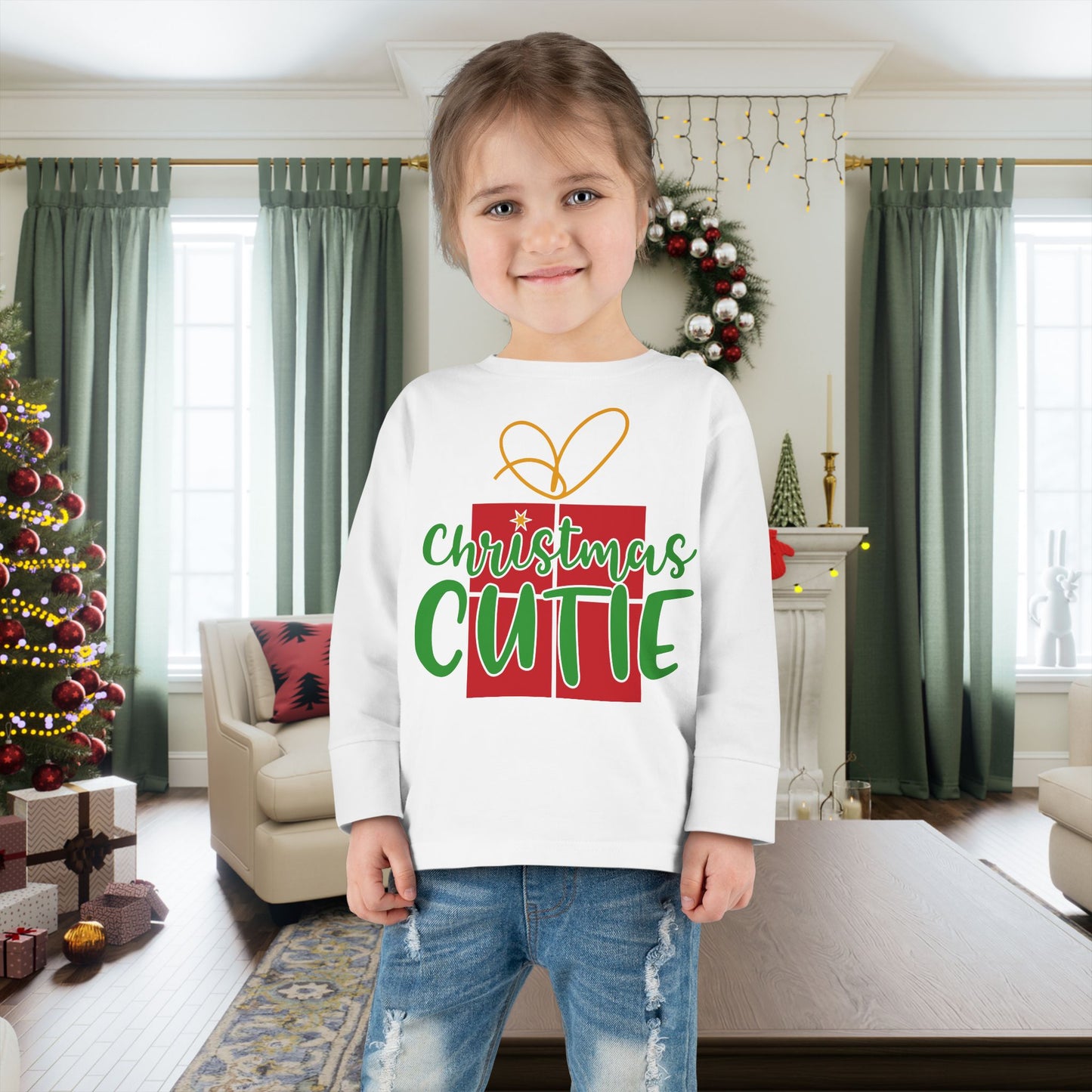 Christmas Cutie Toddler Long Sleeve Tee