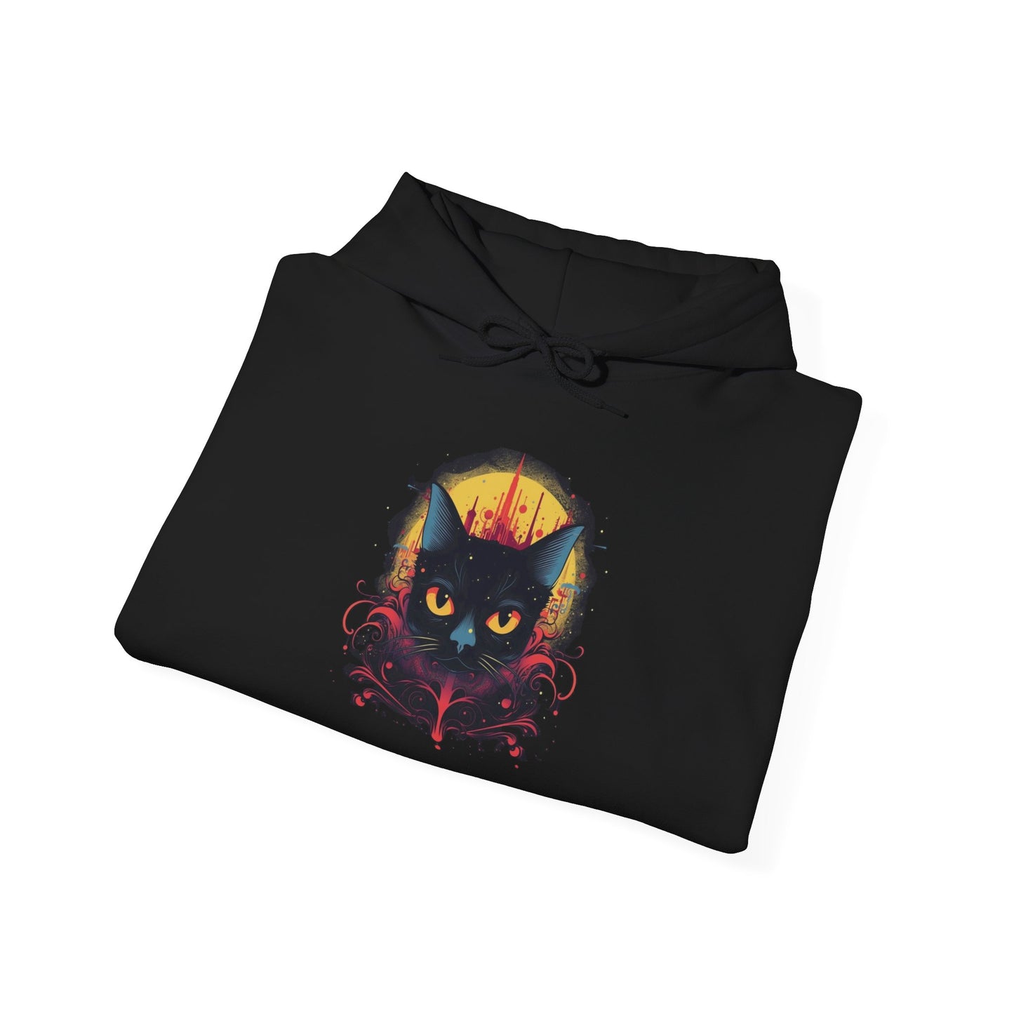 Creepy Black Cat 11 Heavy Blend™ Hooded Sweatshirt