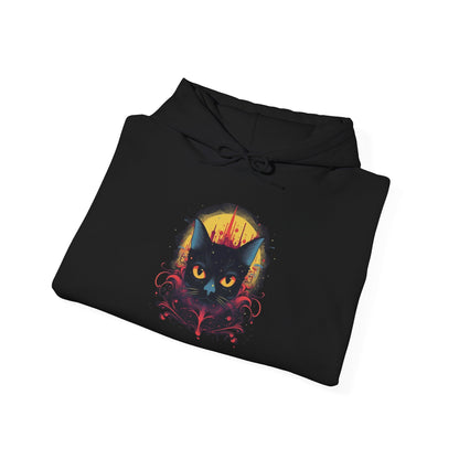 Creepy Black Cat 11 Heavy Blend™ Hooded Sweatshirt