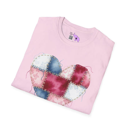 Patchwork Quilt Heart Adult T-shirt