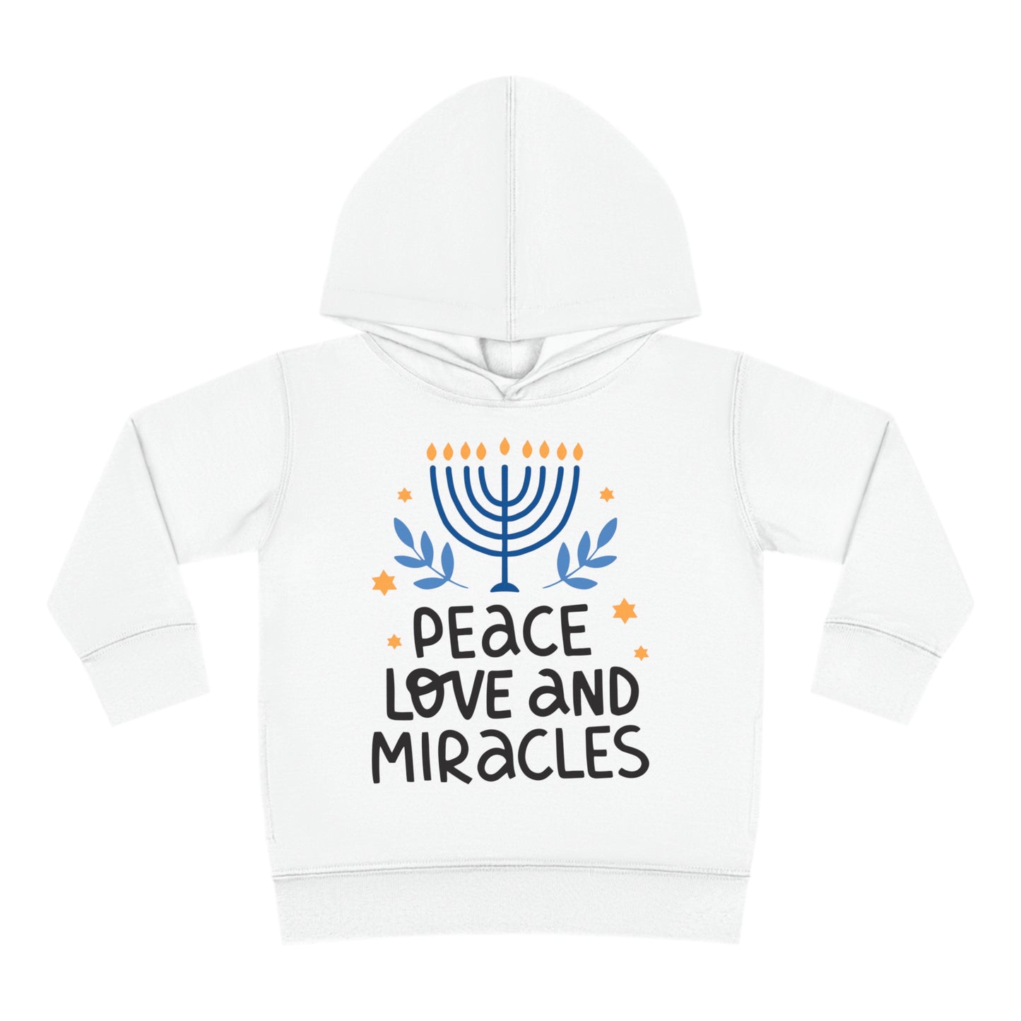 Hanukkah Peace Love & Miracles 1 Toddler Pullover Fleece Hoodie