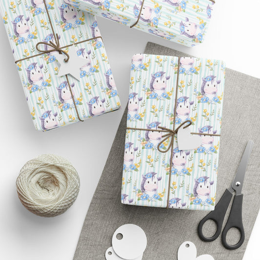 Zebras in Bloom Wrapping Paper
