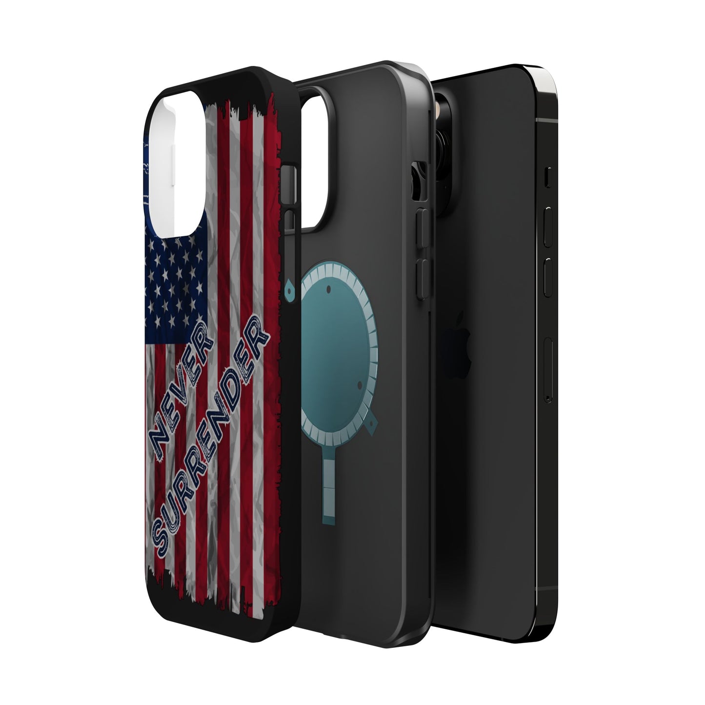 Never Surrender American Flag MagSafe® Compatible Tough Case for iPhone