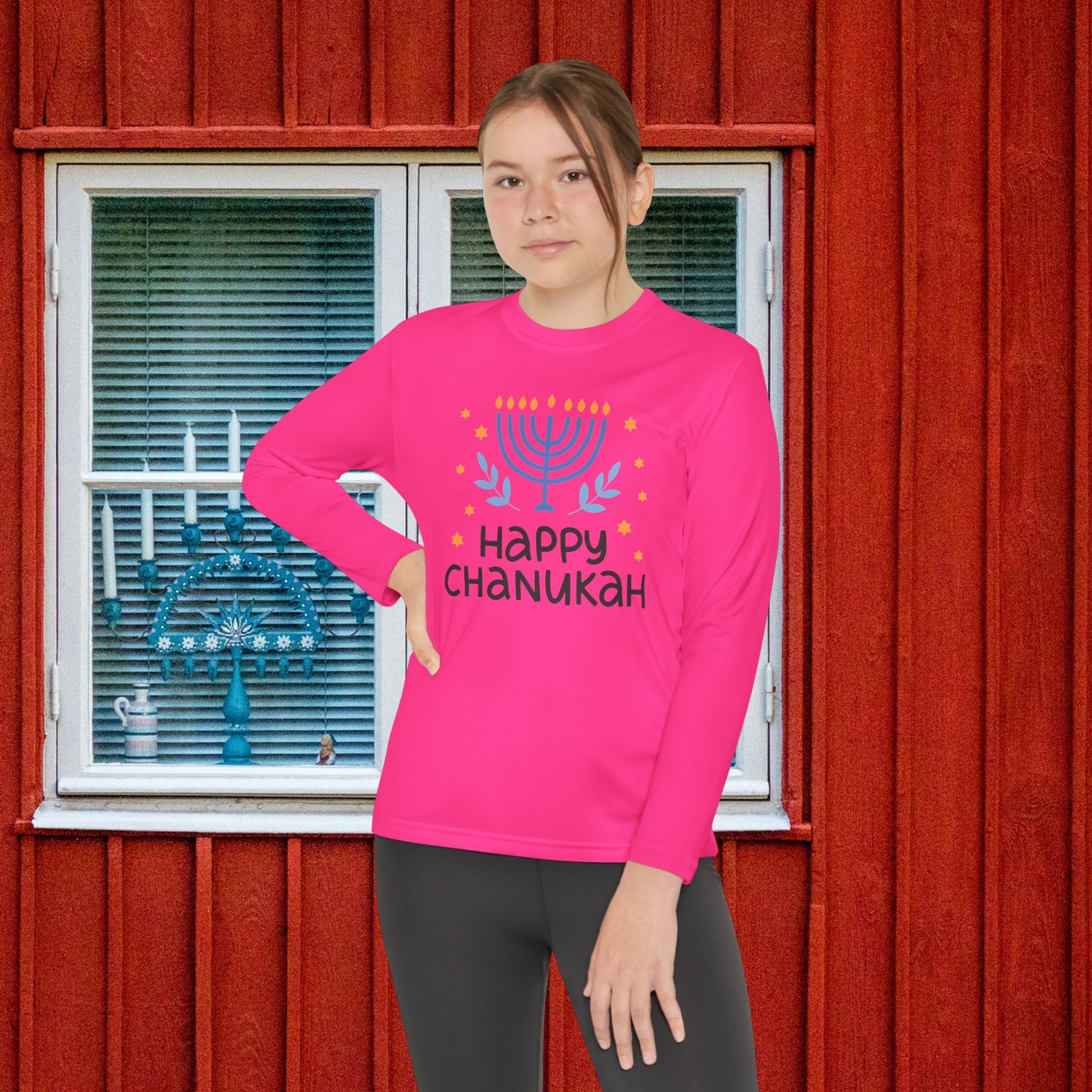 Happy Chanukah Youth Long Sleeve Tee