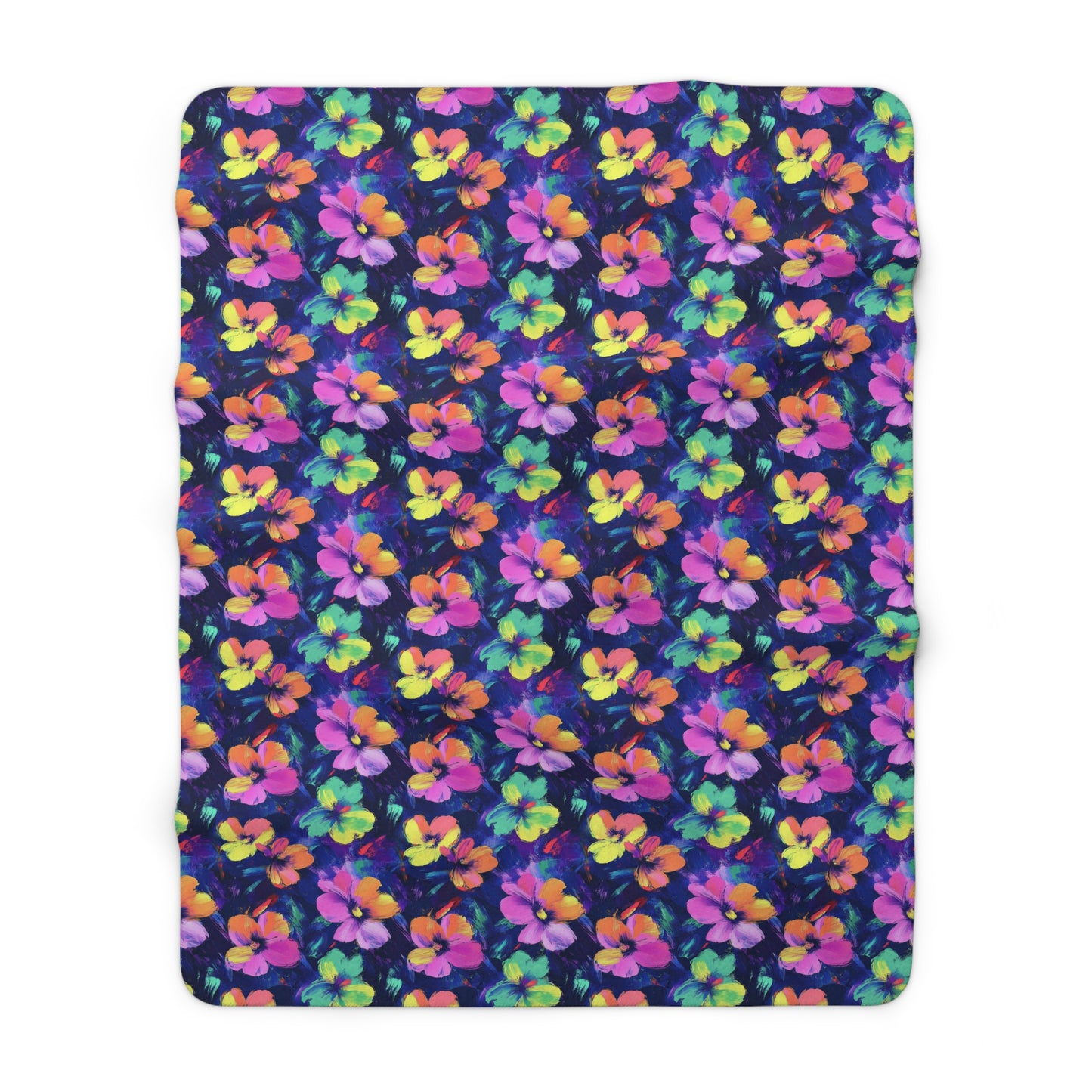 Watercolor Flowers Sherpa Fleece Blanket