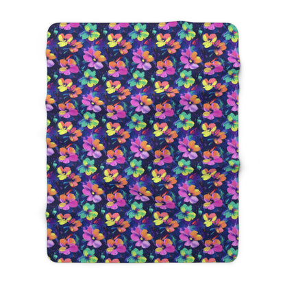 Watercolor Flowers Sherpa Fleece Blanket