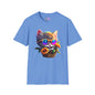 Cool Colorful Kitten in Flowers Adult T-shirt