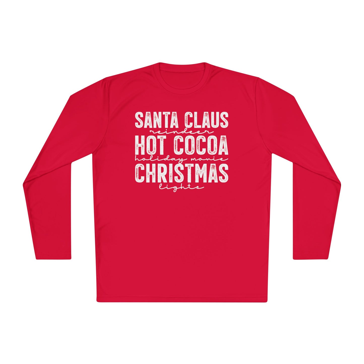 Santa Claus Hot Cocoa Christmas Adult Long Sleeve Tee