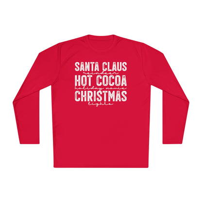 Santa Claus Hot Cocoa Christmas Adult Long Sleeve Tee
