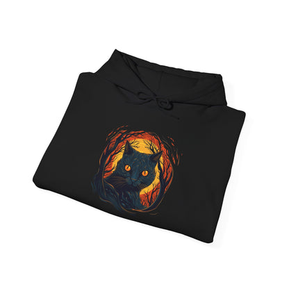 Creepy Black Cat 9 Heavy Blend™ Hooded Sweatshirt