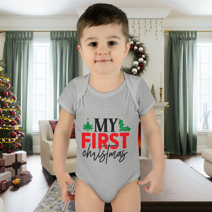 My First Christmas Infant Baby Rib Bodysuit