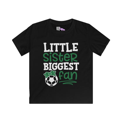 Little Sister Biggest Fan (Soccer) Youth Softstyle Tee