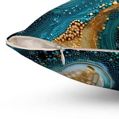 Gilded Ocean Veins Throw Pillow