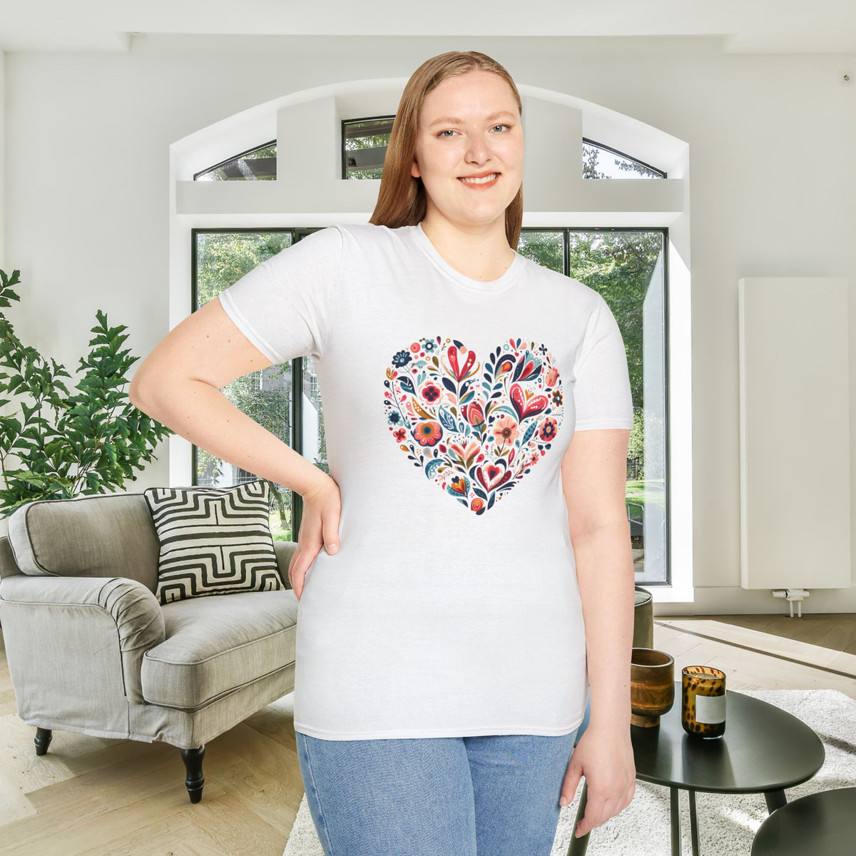 Floral Heart Adult T-shirt