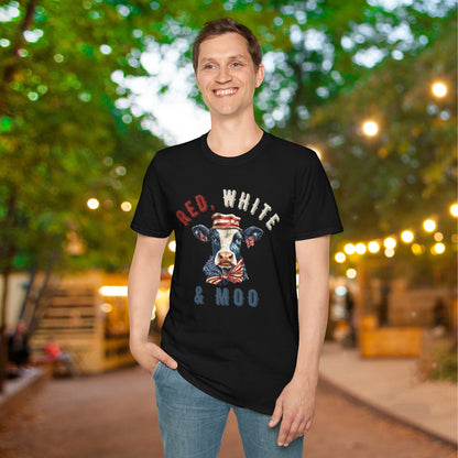 Red, White, & Moo Adult T-shirt