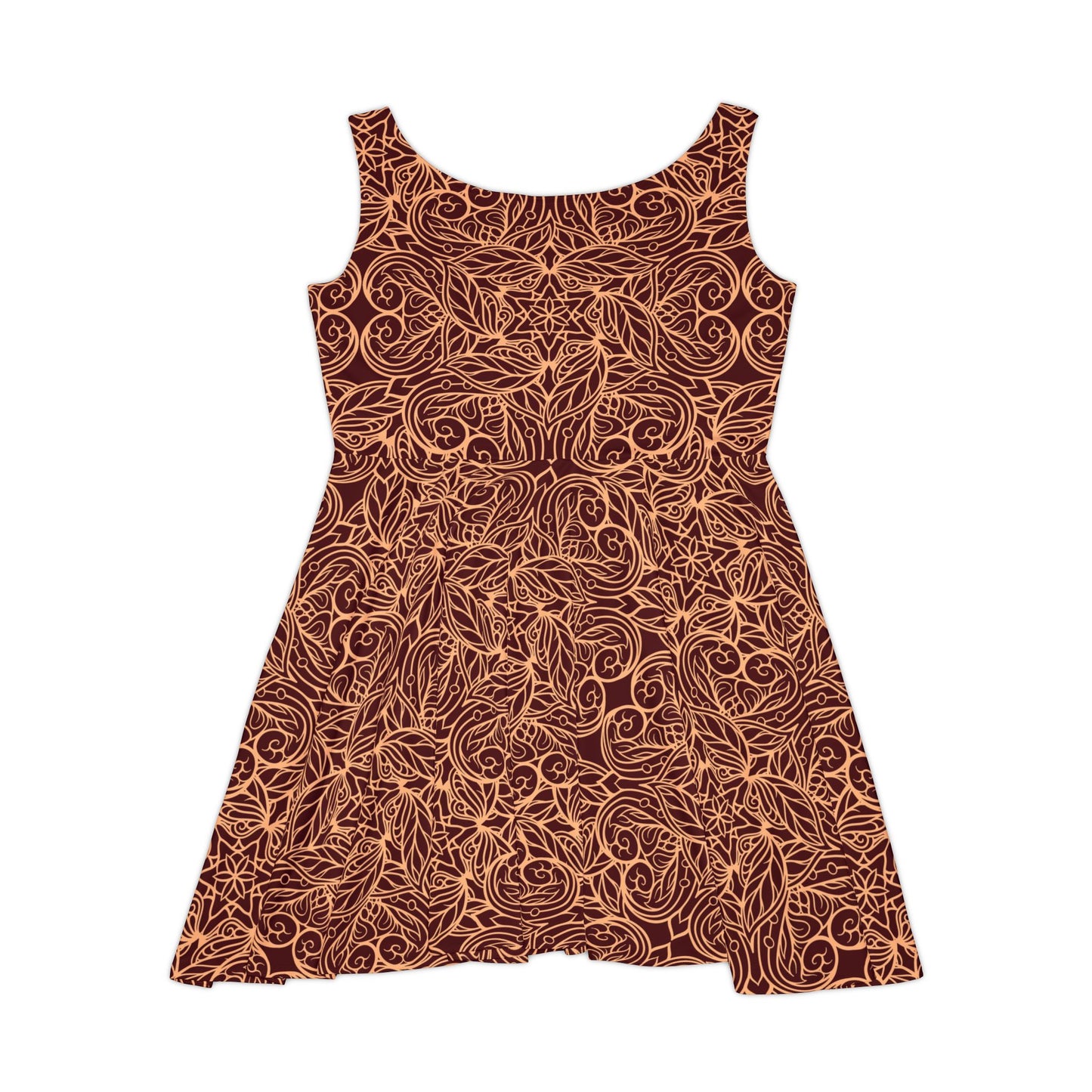 Golden Crimson Star Mandala Women's Skater Dress