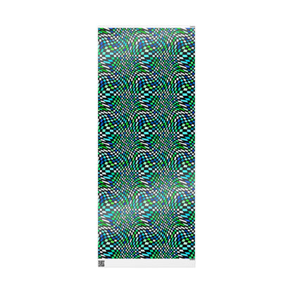 Warped Green Checkered Wrapping Paper
