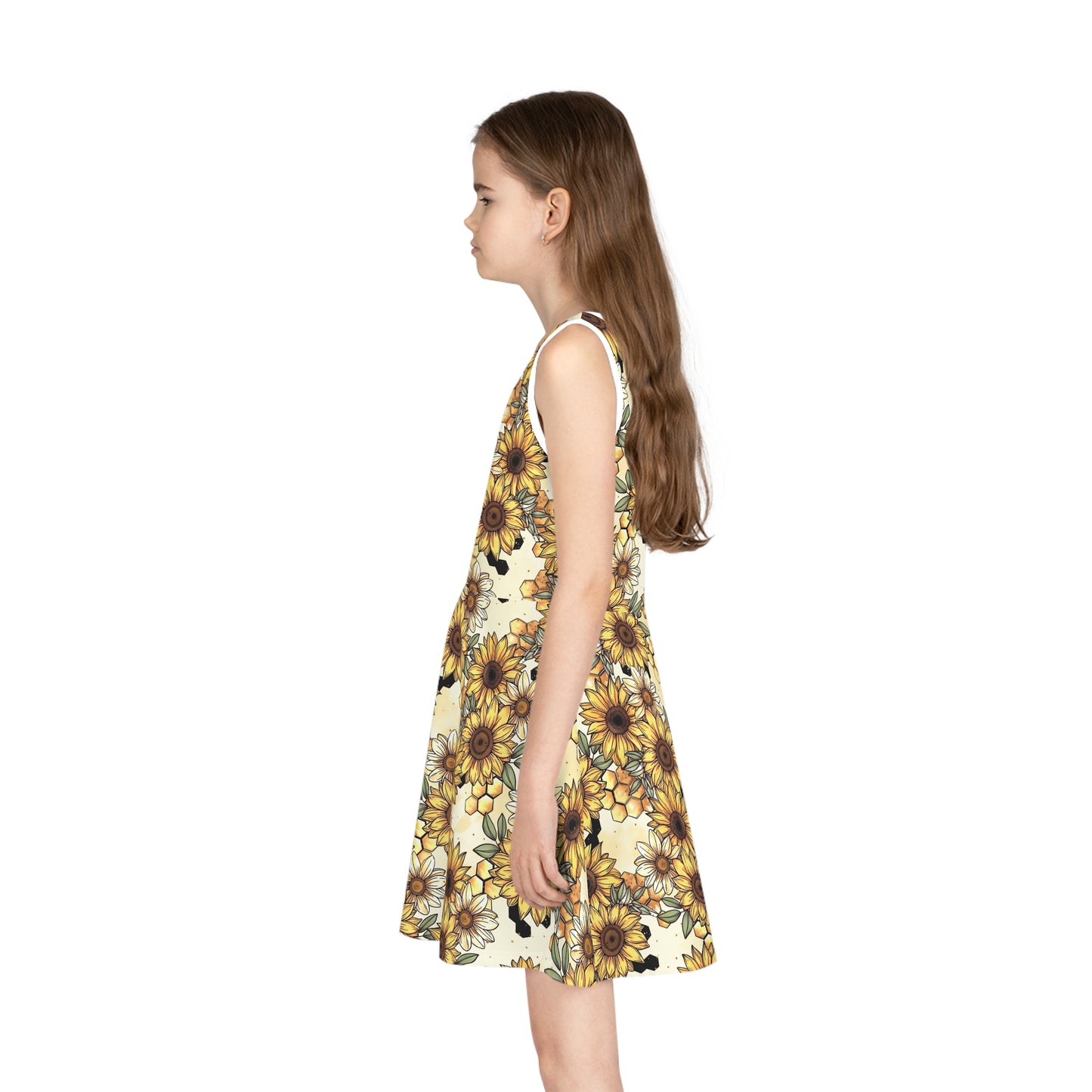 Honeycombs & Sunflowers Girls' Sleeveless Sundress