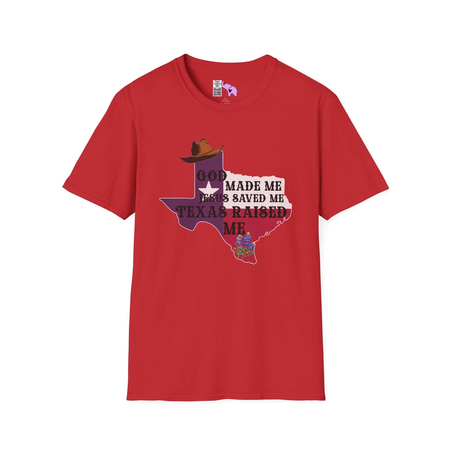 God Made Me Jesus Saved Me Texas Raised Me Adult T-shirt