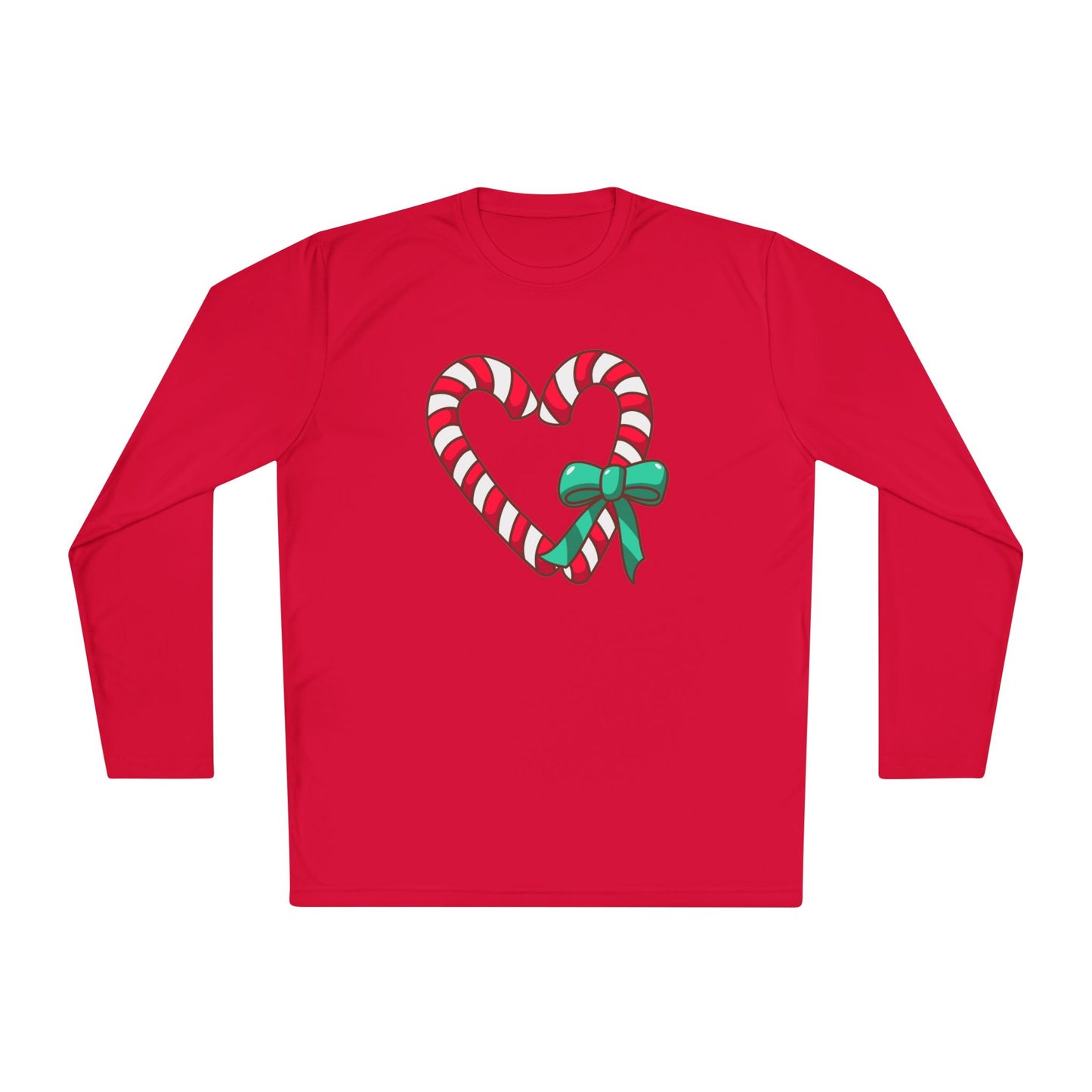 Candy Cane Heart Adult Long Sleeve Tee