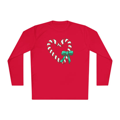 Candy Cane Heart Adult Long Sleeve Tee