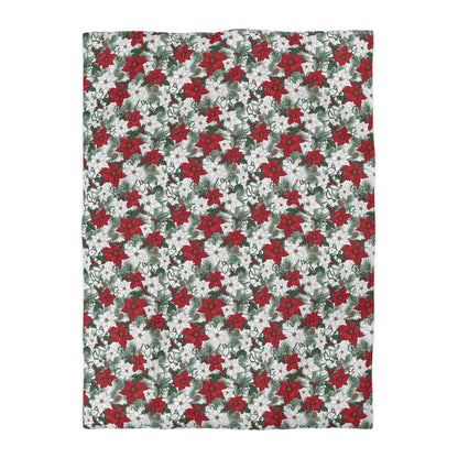 Winter Poinsettia Garden Microfiber Duvet Cover