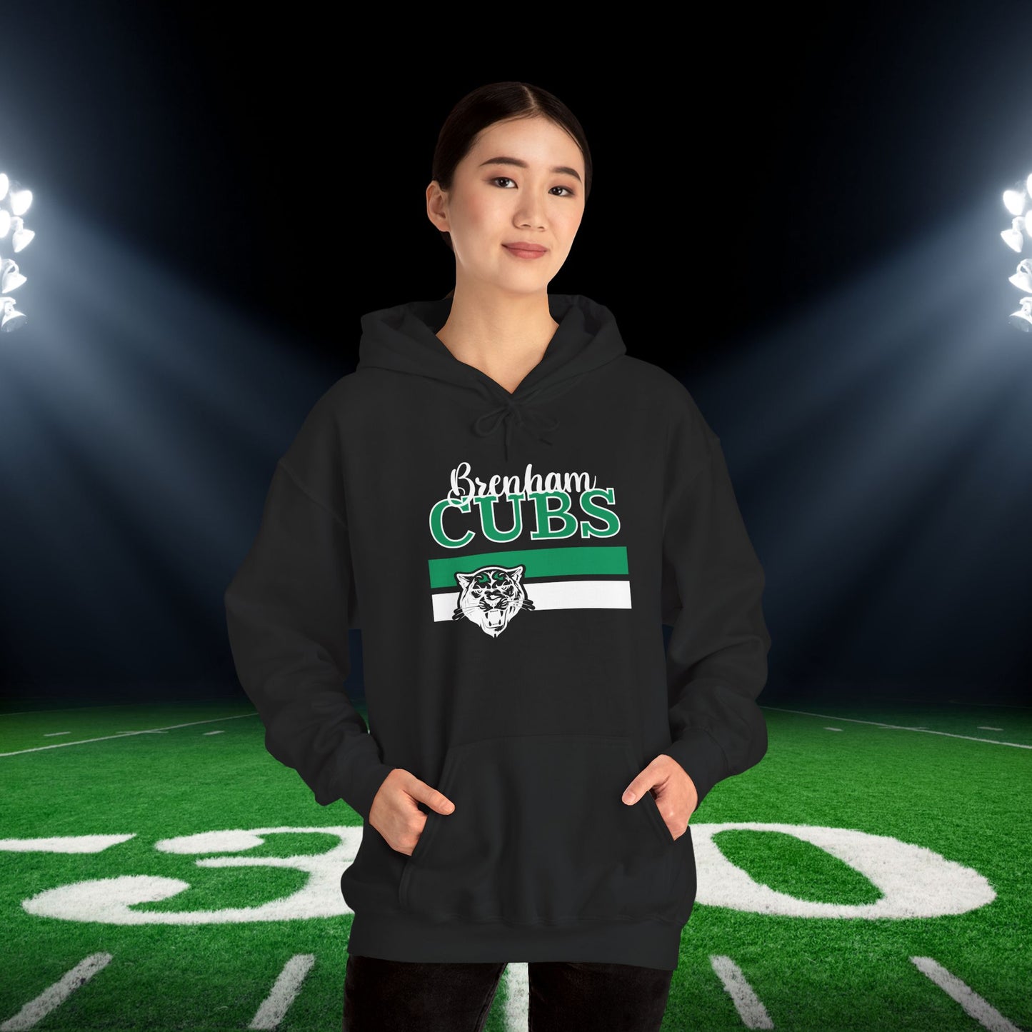 Brenham Cubs w/Mascot & Stripes Adult Heavy Blend™ Hoodie