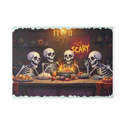 Eat, Drink, & Be Scary Glass Cutting Board