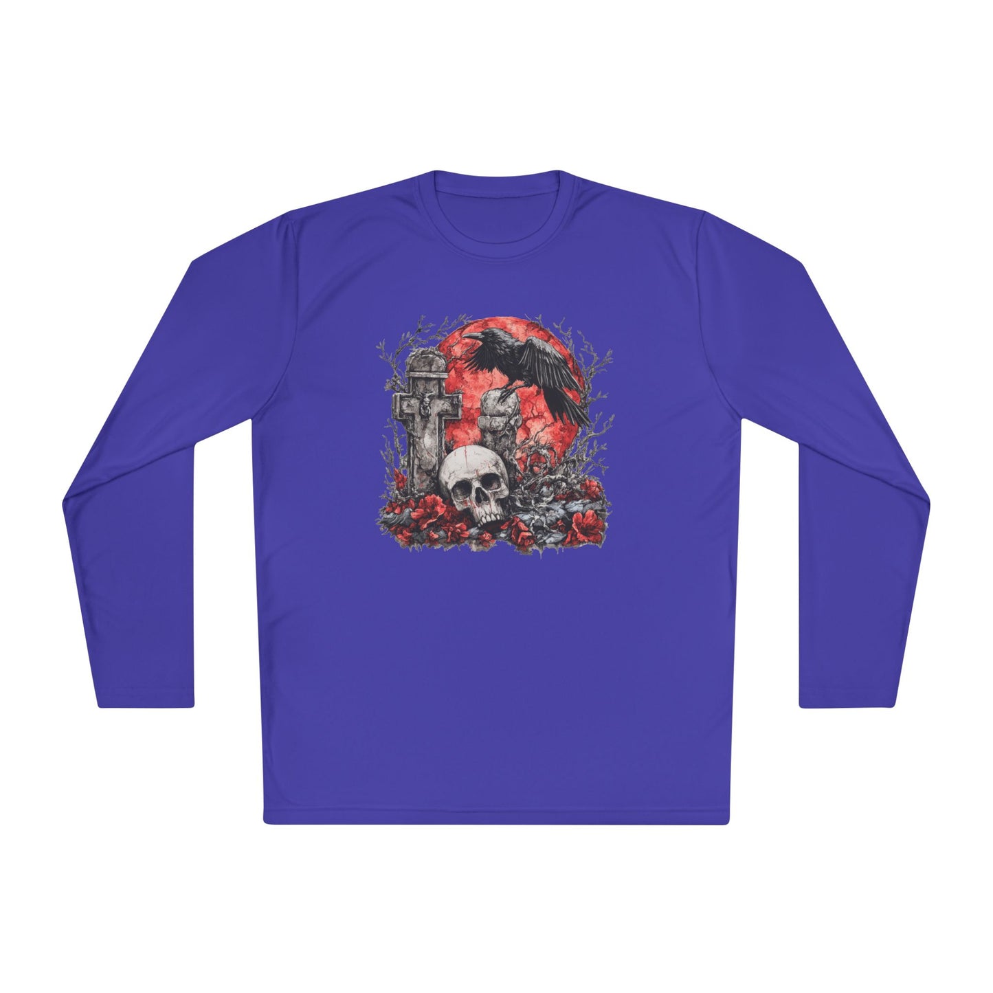 Halloween Graveyard w/Skull Adult Long Sleeve Tee